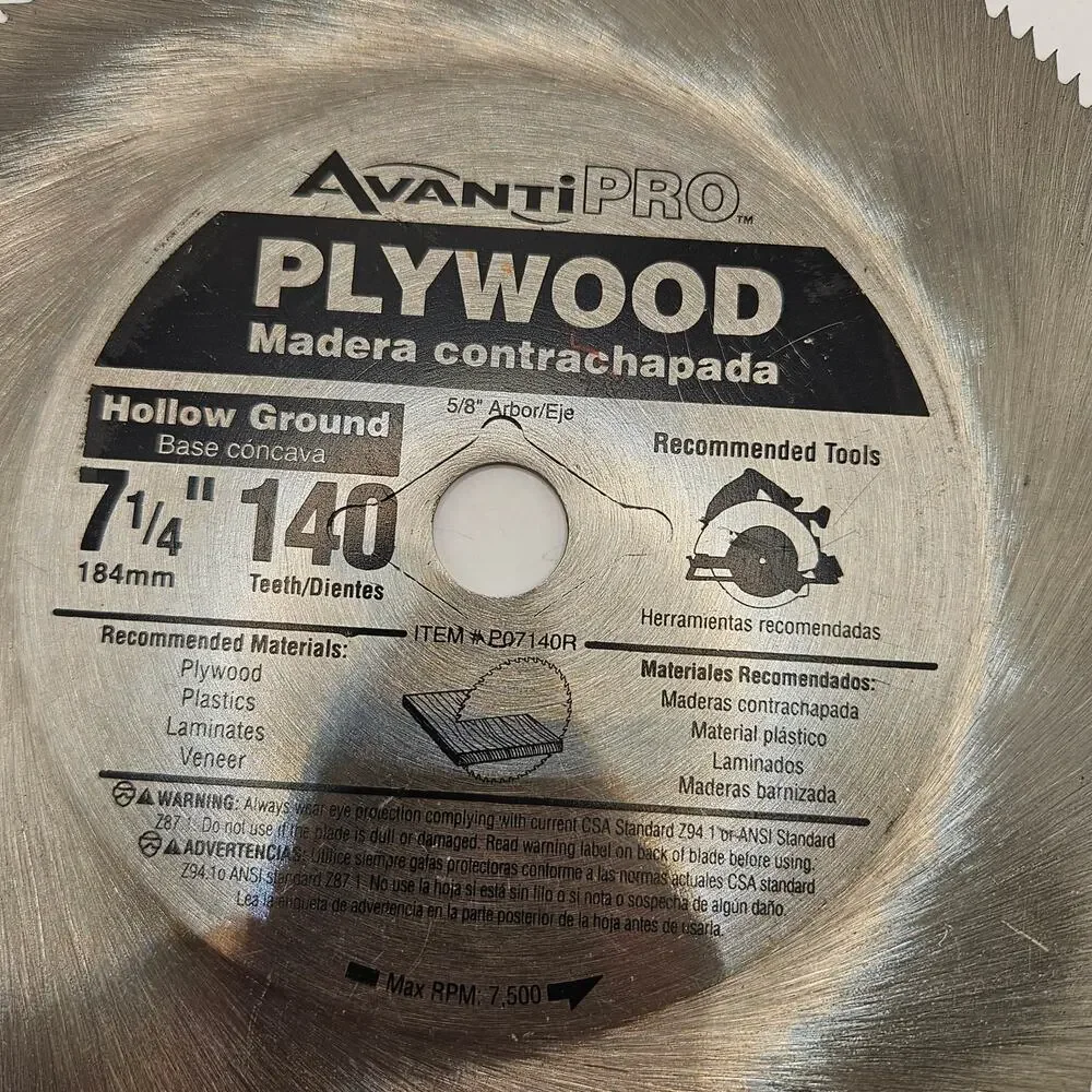ADVANTI PROFESSIONAL 7-1/4IN 140 TOOTH PLYWOOD CIRCUAR SAW BLADE NWOB